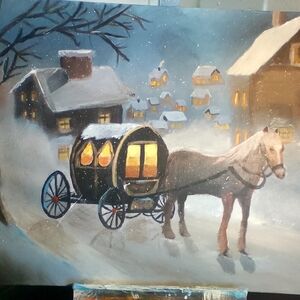 Winter Carriage Scene Painting